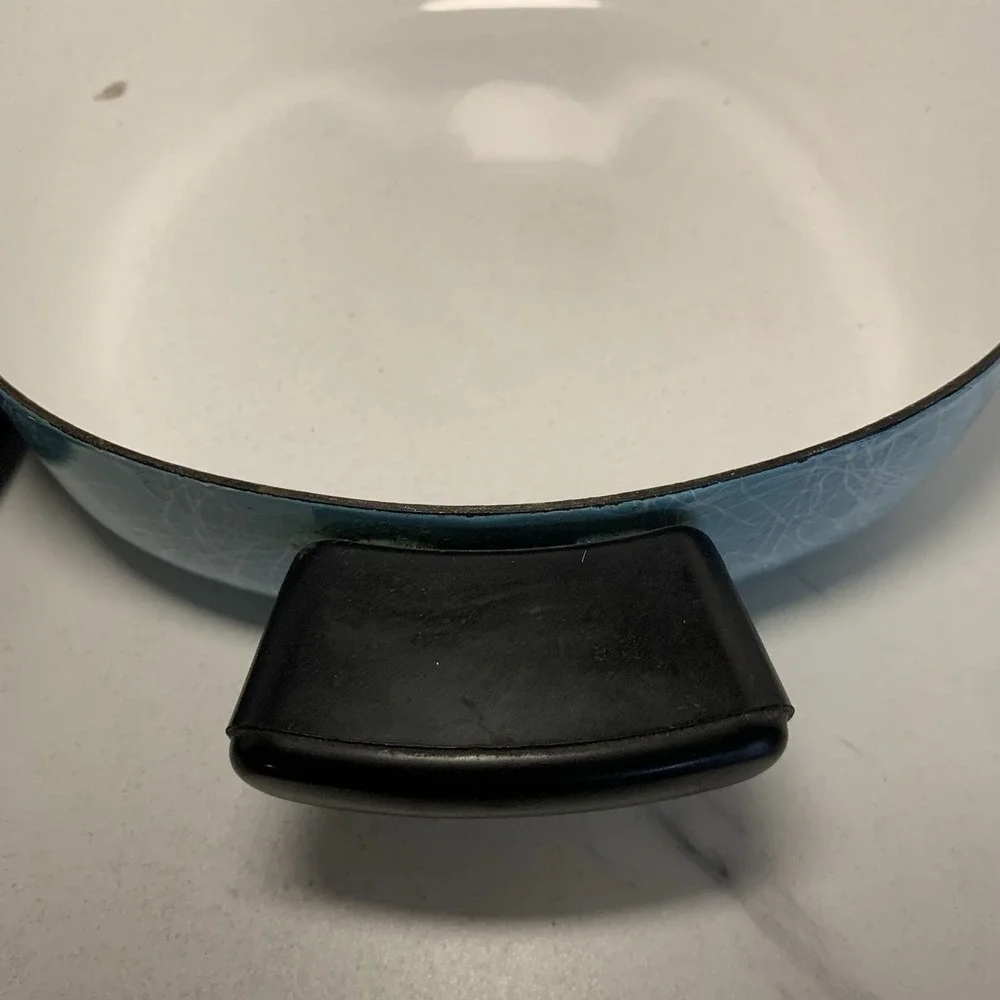 1950's Serendipity Turquoise Pot Enamelware Black Lid Spaghetti Drizzle -8